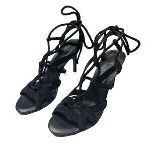 Joie Tonni Braided Black Suede Sandal Heels Women's Size 39